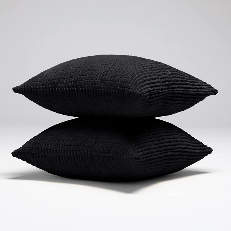 Deconov Reversible Throw Pillow, 22" x 22", Black