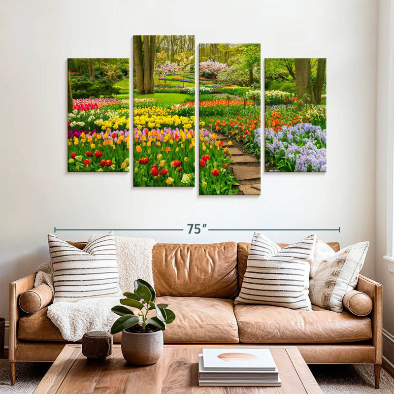 Harnek fleurs du jardin printanier, H 42 po x l 68 po