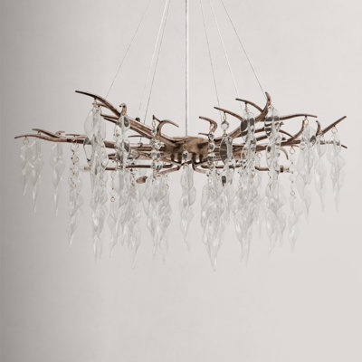 Lianian 40" W 6-Light Dimmable Geometric Chandelier with Crystal Accents