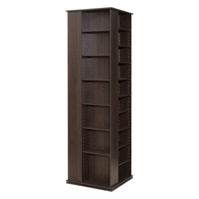 Media Storage Cabinet, 34 Compartments Rotating Media Tower Rack for CDs, CD Rack Tower, DVDs, Books and Game Discs, DVD Stand for Living Room, Home Office and Recording Room, Brown