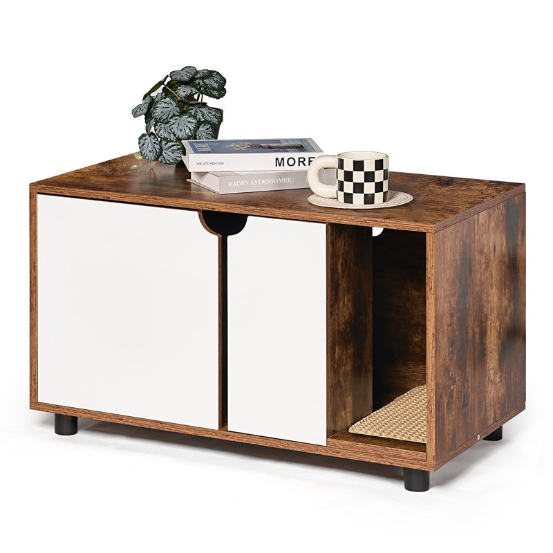 Cat Litter Box Enclosure with Double Doors