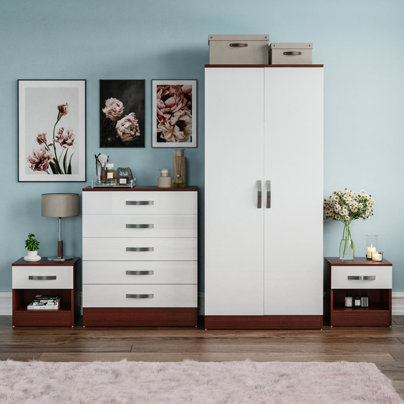 Arkadij Piece Bedroom Set, Walnut & White