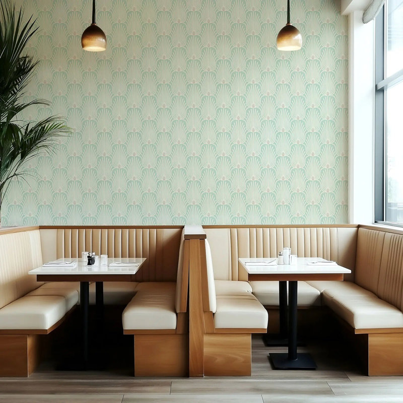 Carlyle Feather - Wallpaper, Sunbleached Teal, Peel & Stick