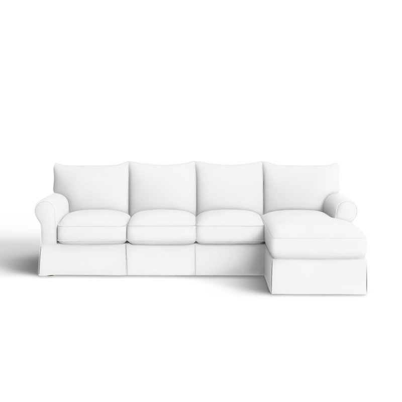 Amari Slipcovered Sectional with Sleeper Sofa, Right Hand Facing, Bella Ruby Performance Velvet