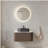 DINA 30" Bathroom Vanity with Sink, Modern Wall-Mounted Curved Edges Striped Bathroom Storage Cabinet with a Drawer, Black Ceramic Vessel Basin, NO Faucet, Pre-assembled, Dark Walnut Woodgrain Color-359052850