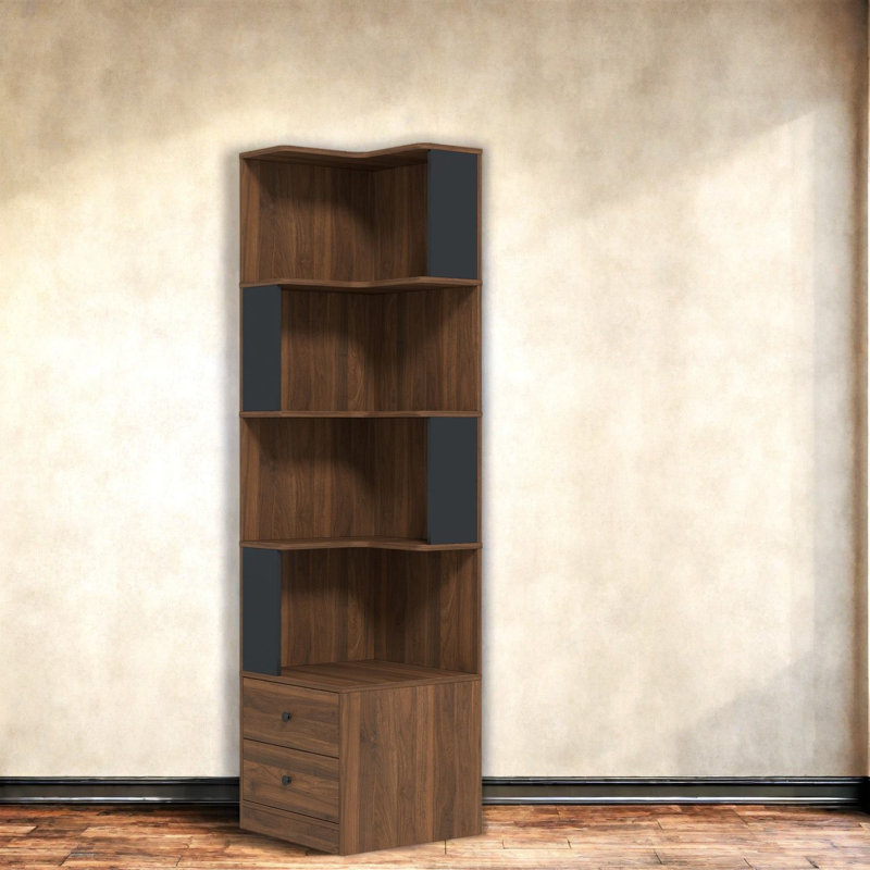 Bibliothèques peu encombrantes avec rangement, tablette d'angle moderne en bois aggloméré pour la maison