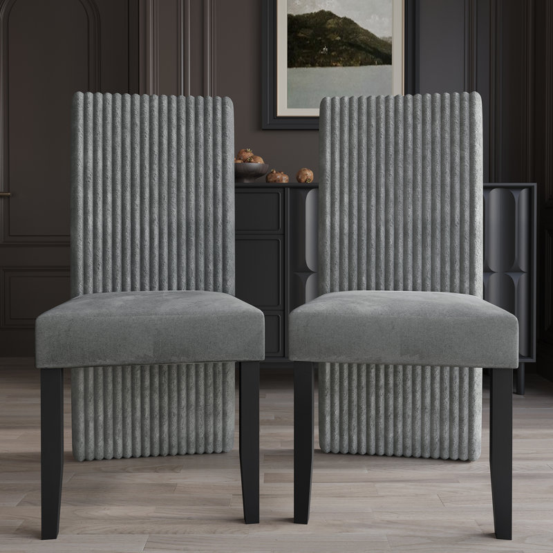 Chaise en bois noire avec housse en velours, Gris