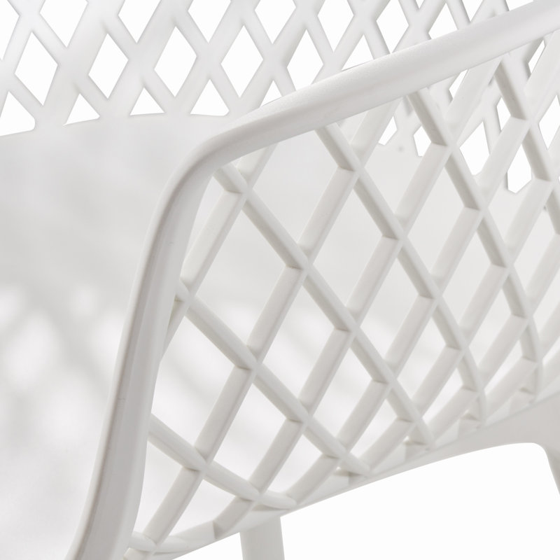 Poppy Chair Outdoor Dining Furniture - White Polypropylene, Weather-, Stable Stand, Diamond Mesh Shape, Modern Of Quality Chair In Frame, Ornament, Atmosphere