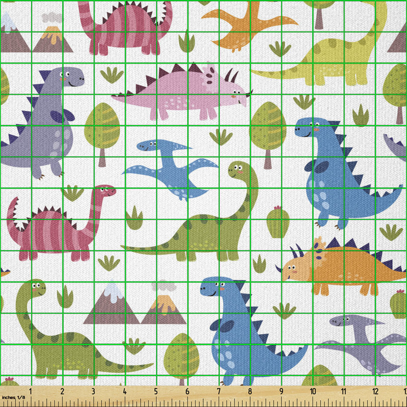 Devom Dinosaurs T-Rex Triceratops Prehistoric Reptile Wildlife Multi-Purpose Fabric