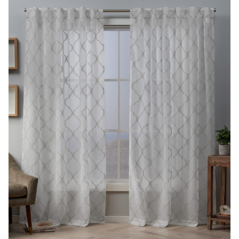 Hussey Sheer Curtain Pair, White, 54" W x 84" L
