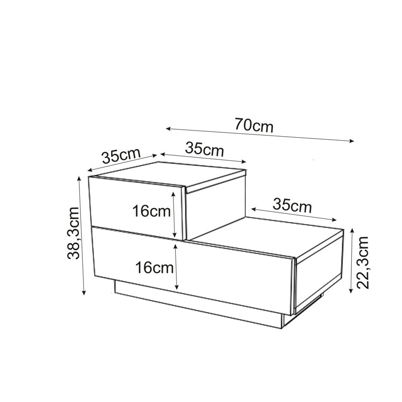 70cm W Manufactured Wood Bedside Table, Anthracite