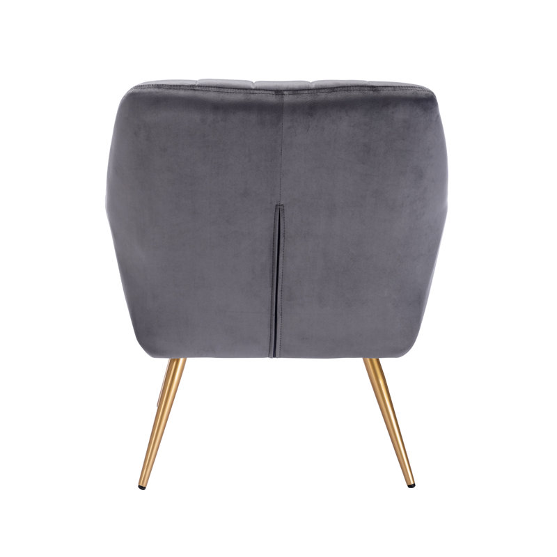 41.4cm H Velvet Upholstered Armchair, Dark Grey