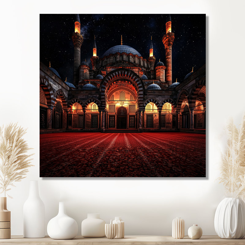 «Ottoman Mosques At Night», impression métallique traditionnelle, H 16 po x l 16 po x P 0,84 po