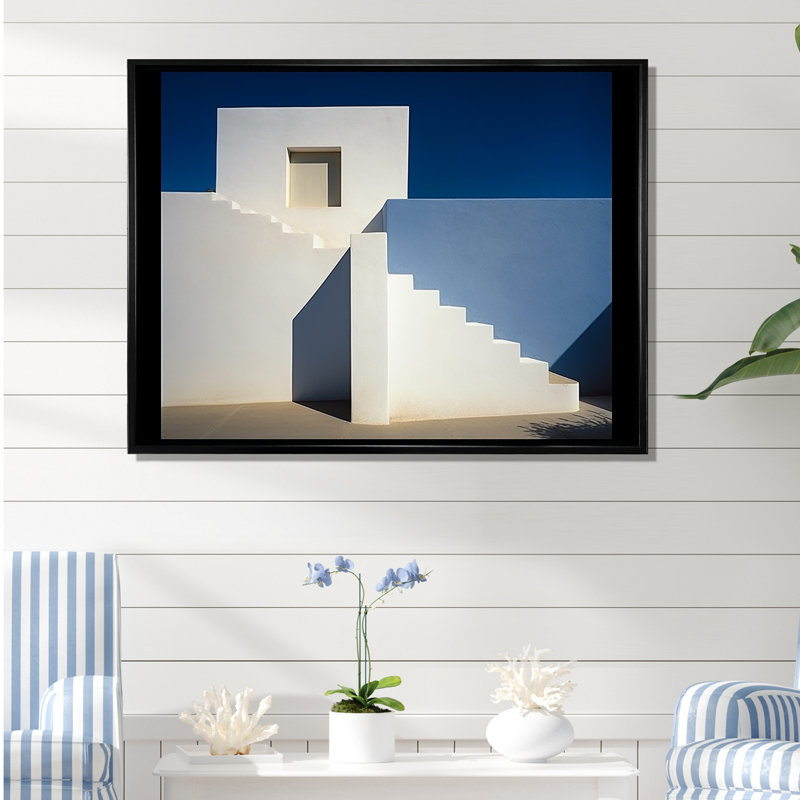 Balmain - Décoration murale plage et océan, H 12 po x l 20 po x P 1 po, Cadre flottant noir