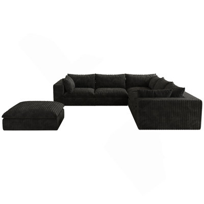 Canapé Cloud, tissu velours côtelé, sièges profonds, conception à deux couches, coussin amovible