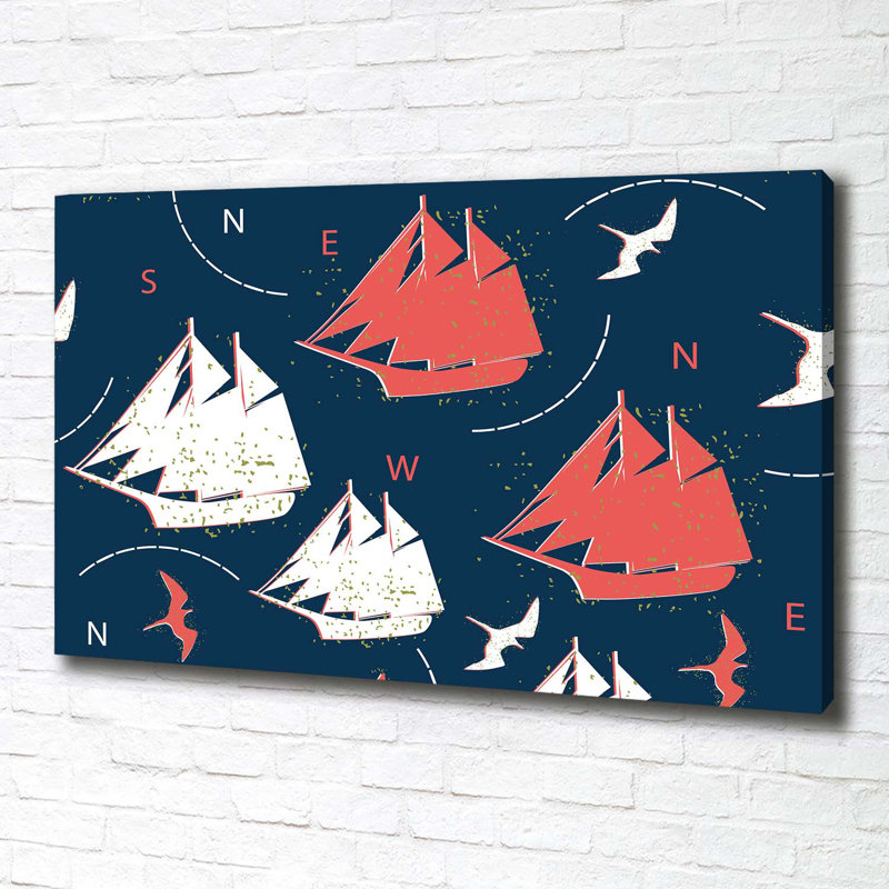 Ships, Sea Birds - Wrapped Canvas Print