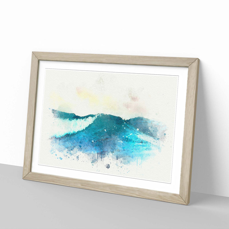 Rolling Ocean Waves in Abstract - Picture Frame Graphic Art Print, Oak, 35cm H x 50cm W x 2cm D