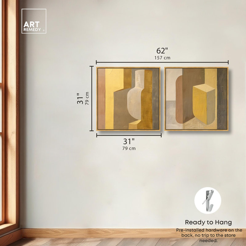 Ensemble de décorations murales Colipar Forms Diptych par Art Remedy, cadre doré, 30 x 30, 31" H x 31" W, Gold Frame