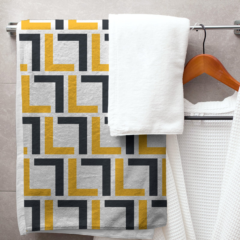 Bath Towel, White/Gold/Black
