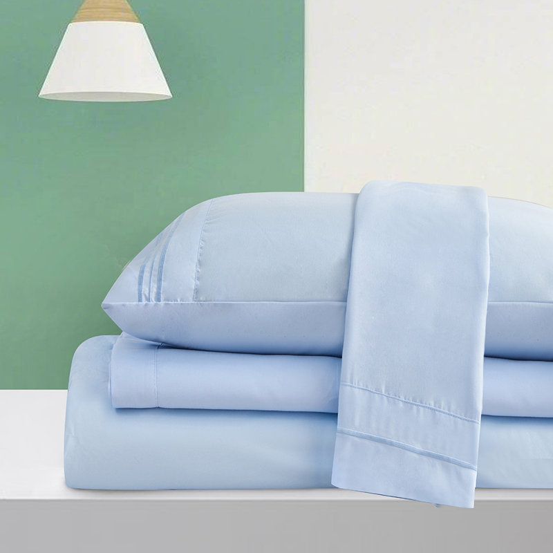 Rayon Sheet Set, Light Blue, Queen Sheet Set with 2 Pillowcases