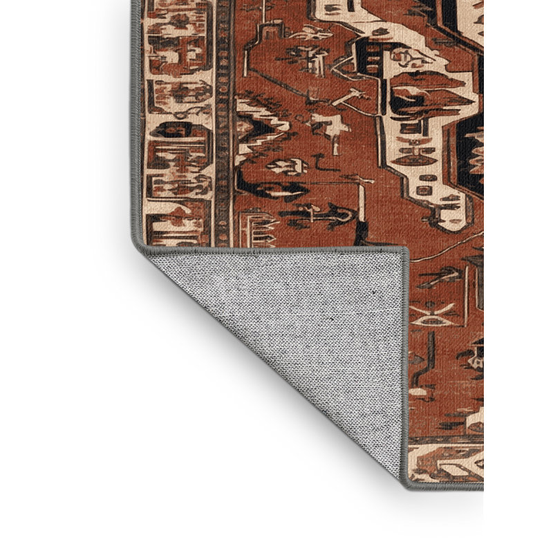 Machine Washable Persian Brown Area Rug, Rectangle 4' x 6'