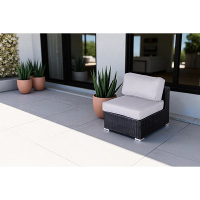 De 2, sièges d'extérieur noirs sans accoudoirs, patio, confort toutes saisons, entièrement fabriqué, fauteuil à griffes et structure en aluminium, housses lavables à la machine, résistance
