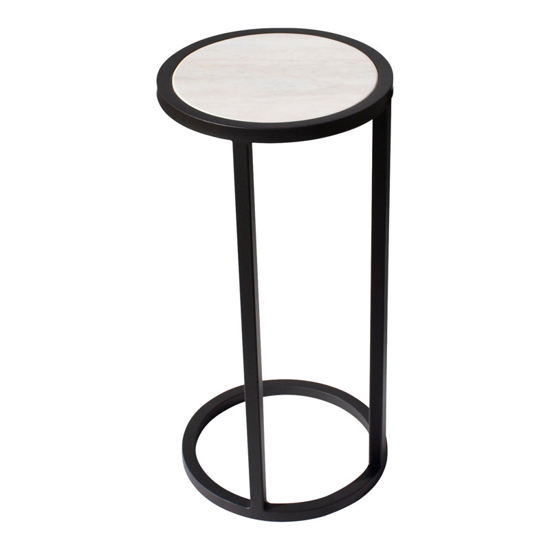 Vegas Stone Frame End Table, Flat Black, Carrera Marble