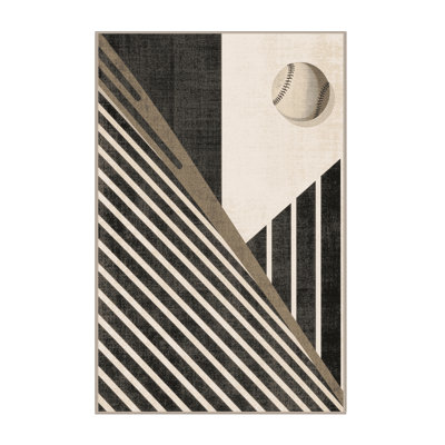 Tapis rayé noir doux et moelleux