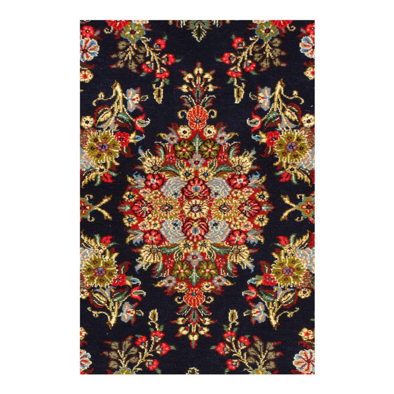 Mettie Oriental Area Rug in Dark Blue