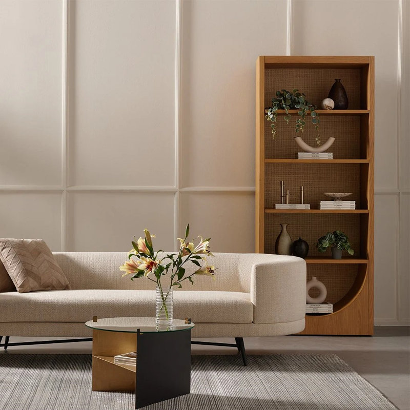 Vitrine en rotin de style américain, Brun