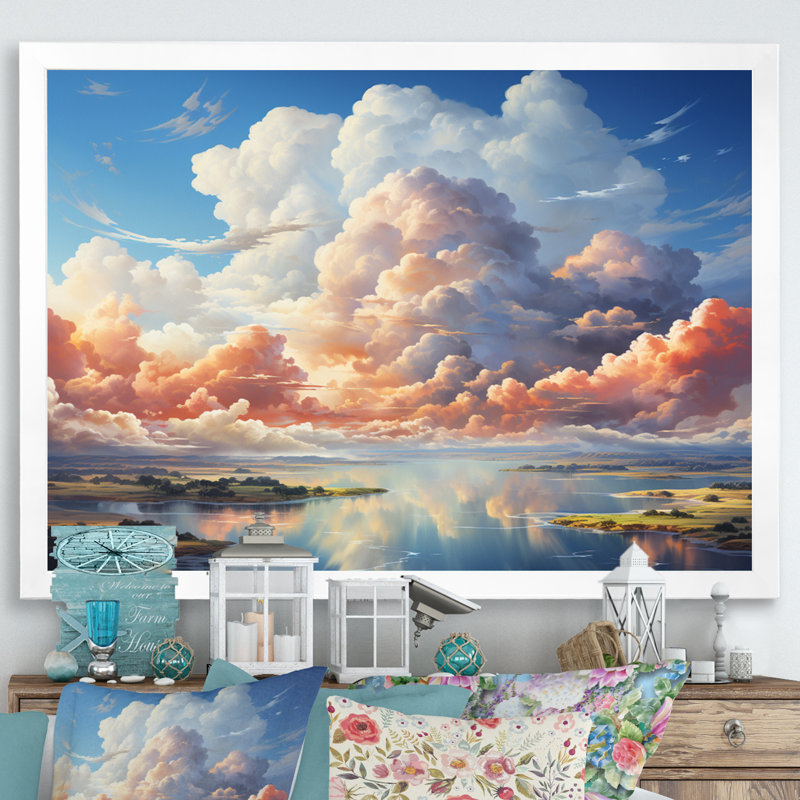 Clouds Coastal Horizons III - impression, H 16 po x l 32 po x P 1 po, Cadre photo blanc
