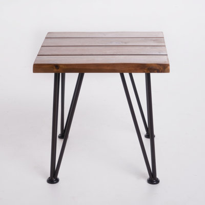 Rustic Industrial Accent Table For Outdoor, Wood And Metal, , 18"X18"X18", Tone Alteration Side With Metal Legs Top, Functional, Finish Alternate
