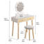 Ensemble coiffeuse Natural & White avec miroir lumineux et tabouret confortable