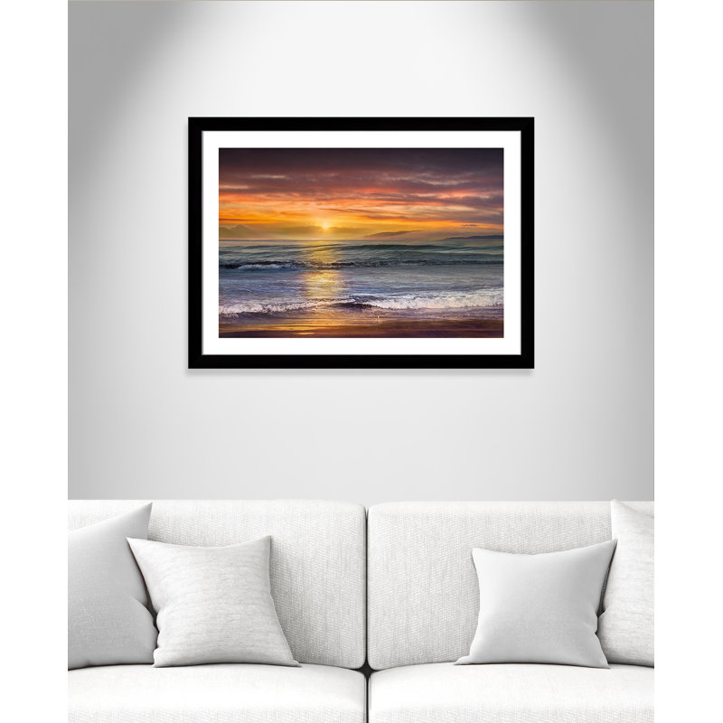 «Sundown Descanso Beach», reproduction encadrée, Papier encadré noir mat, H 27 po x l 37 po x P 1,25 po