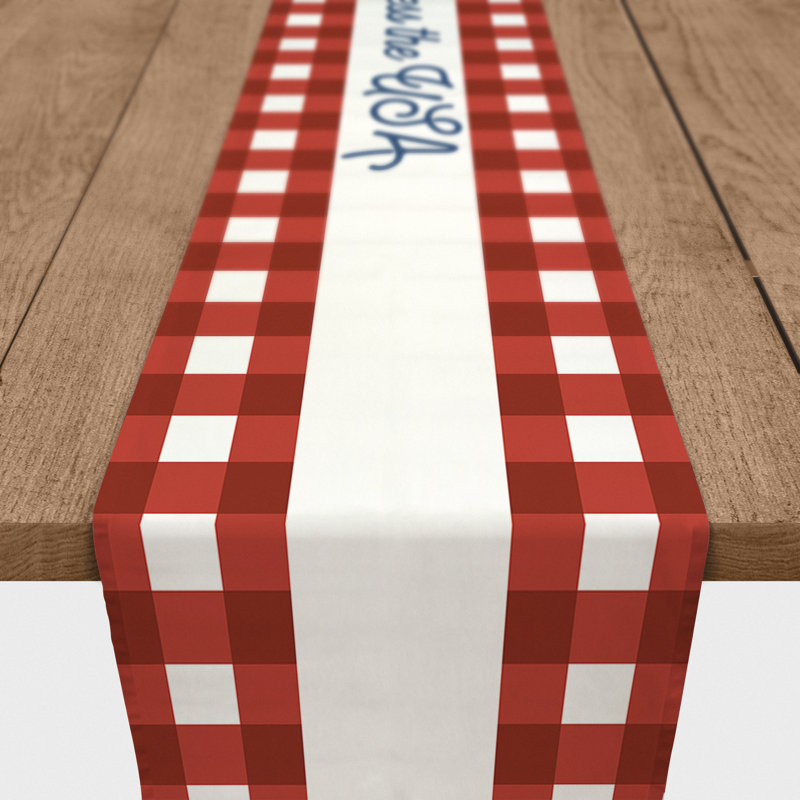Dacina Rectangle Gingham Independence Day Polyester Table Runner, 90" x 16"