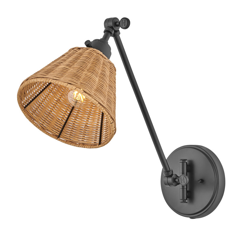 Arti 7.75-in Swing Arm Extendable Single Light Plug-In Sconce with On/Off Switch, Natural