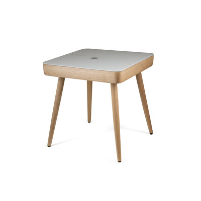 Glass Top End Table with Built-In Outlets