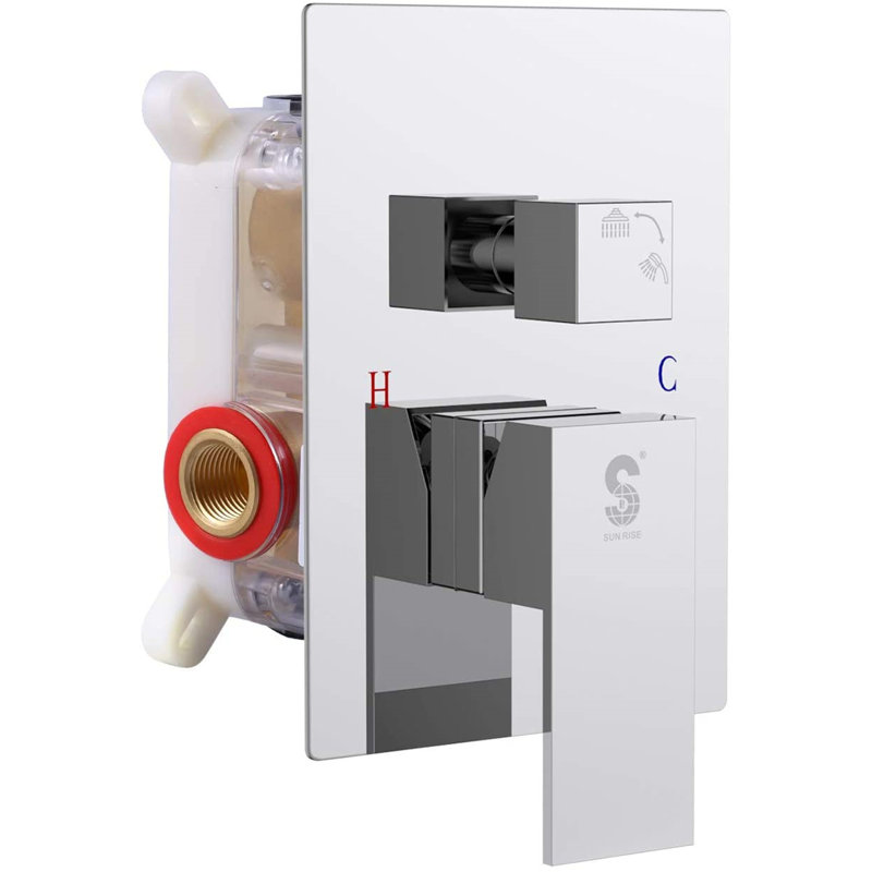Robinet de douche 2 fonctions en laiton, Chrome poli
