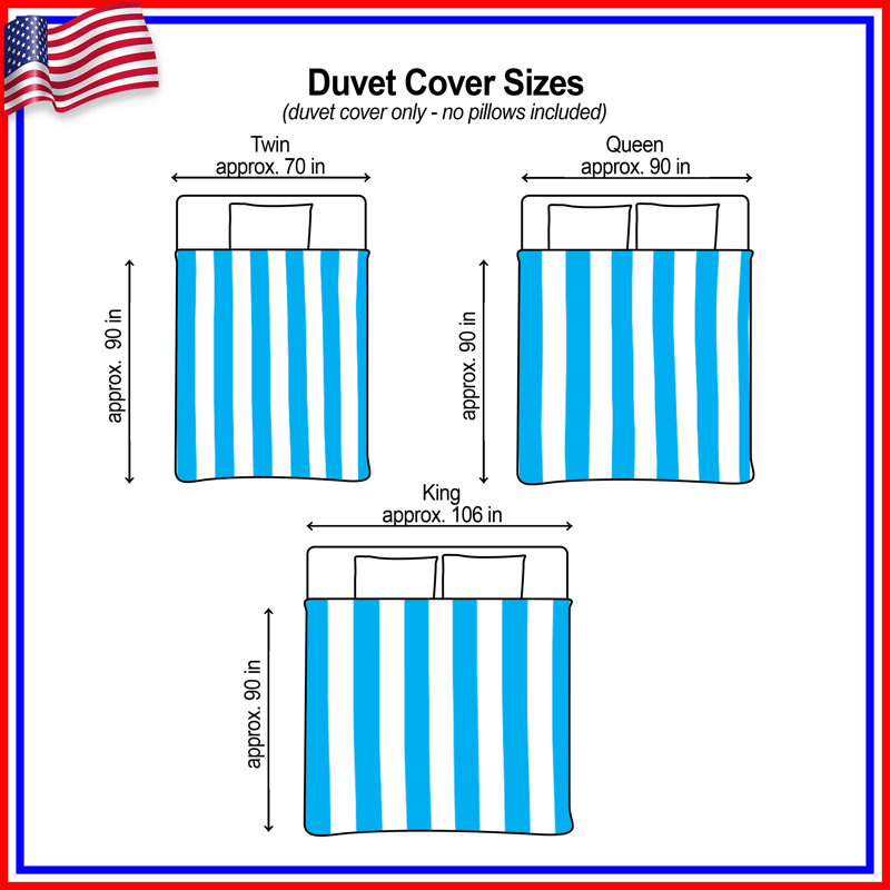 Blue White Stripes Duvet Covers, Très grand lit