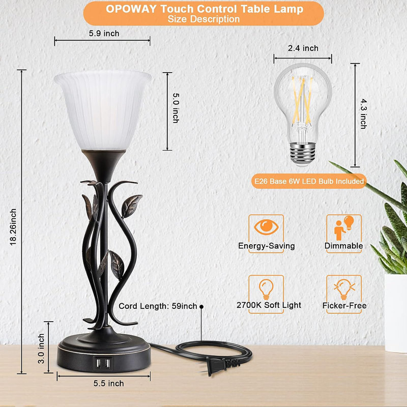 Florestan Metal USB Torchiere Lamp