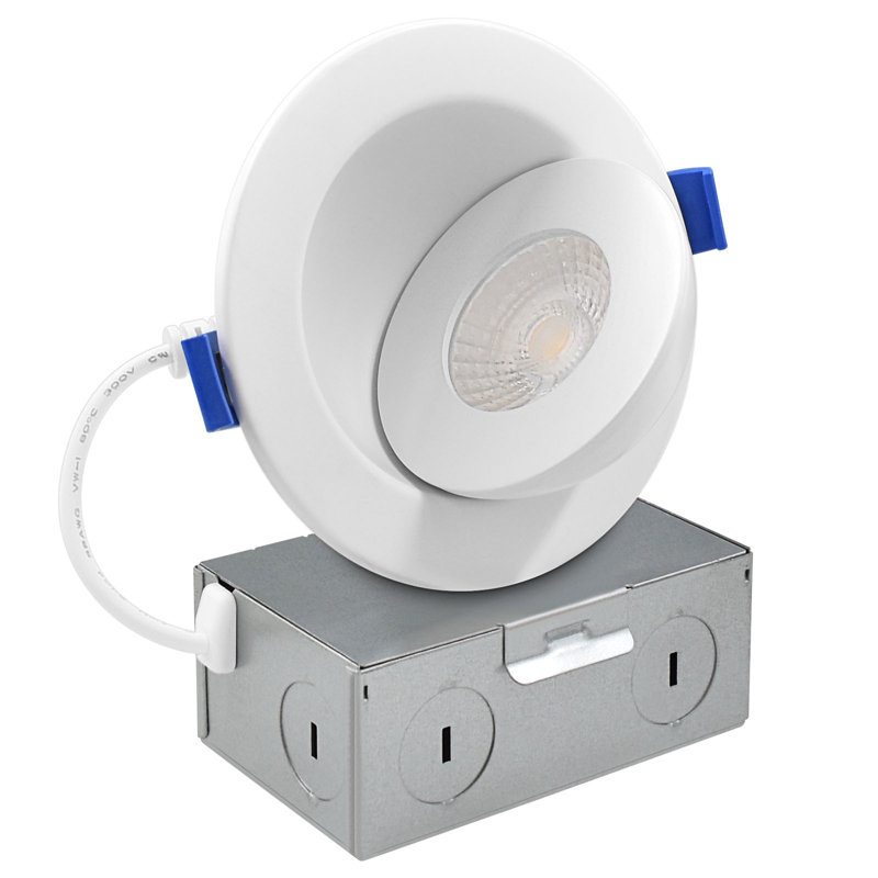 Lumières encastrées sans cadre 3 "Luxrit à DEL à cardan flottant avec J-Box CRI90 5CCT 2700K-5000K 8W 700LM directionnel et homologué ETL