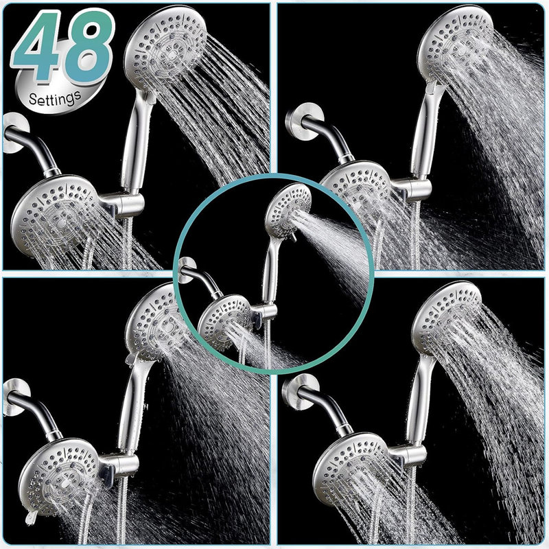 Brushed Nickel Dual 2-in-1 Handheld and Rain Shower Head