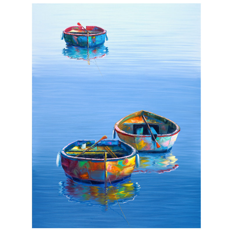 « trois bateau », reproduction sur toile tendue, H 24 po x l 18 po x P 1,5 po