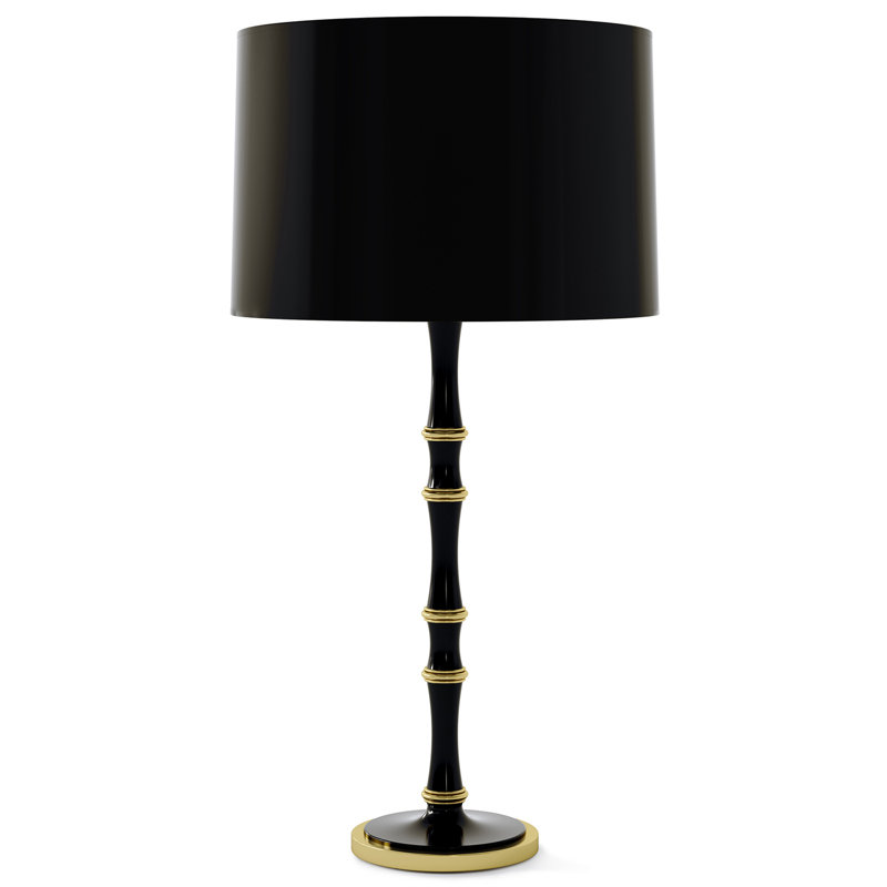 Kane Table Lamp, Obsidian Glazed, Black, Modern Brass