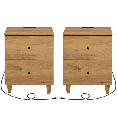 Lysiane 2 - Drawer End Table Set and Built-In Outlets