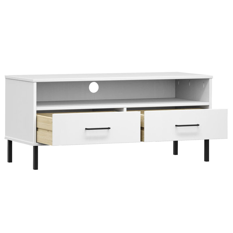 Leathan Unfinished Corner TV Stand for TVs up to 43", White