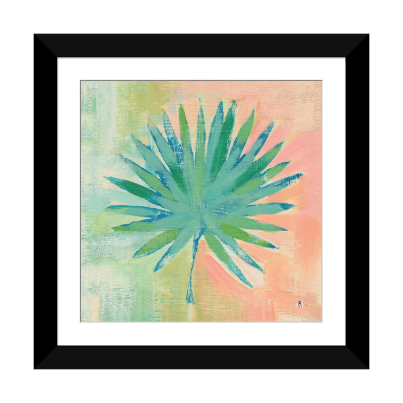 « beach cove leaves ii », reproduction d’impression sur toile, H 16 po x l 16 po x P 1 po, Papier d'art encadré noir, Blanc