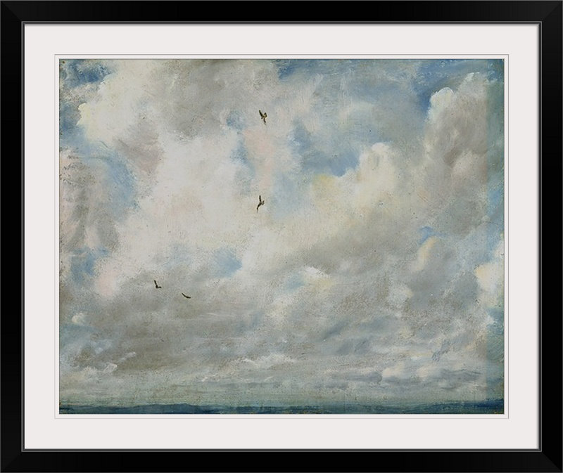 «Cloud Study, 1821» par John Constable - reproduction imprimée, H 20 po x l 23 po x P 1 po, Cadre noir