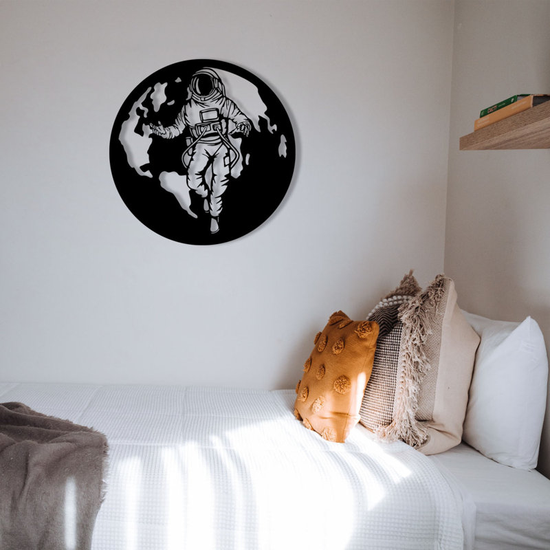 Accessoire mural décoratif en métal, finition noire, 24,0 po x 24 po | Fabrication 100% métal, épaisseur: 0,05 pouce | Décoration esthétique élégante et durable pour le salon, la chambre à coucher ou le bureau, conception esthétique moderne