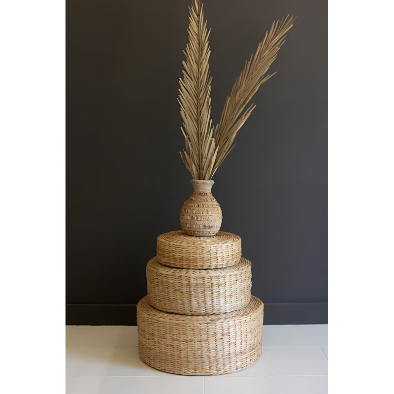  Round Sea Grass Risers Set of 3, 8" H Handwoven Display Decor